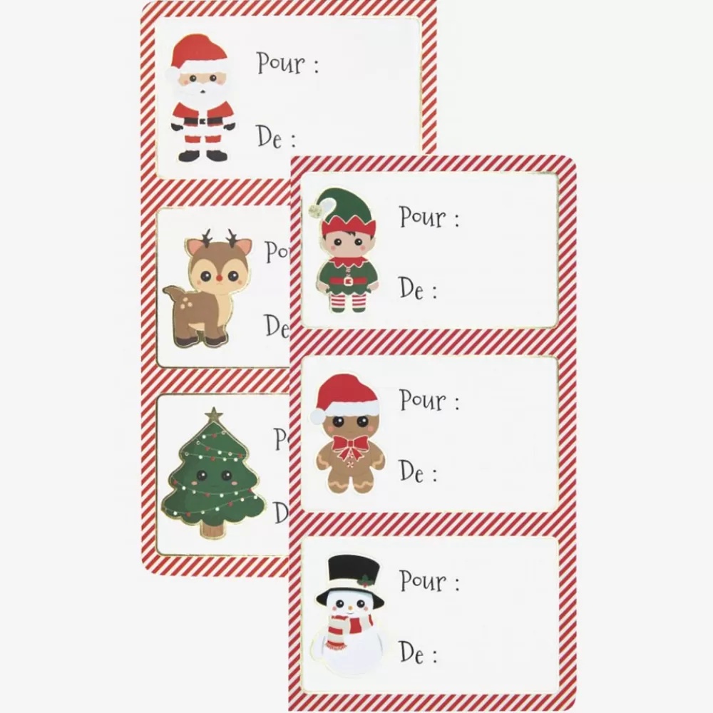 Party Pro Noel - 12 Etiquettes Cadeau Noel> Papier Cadeau