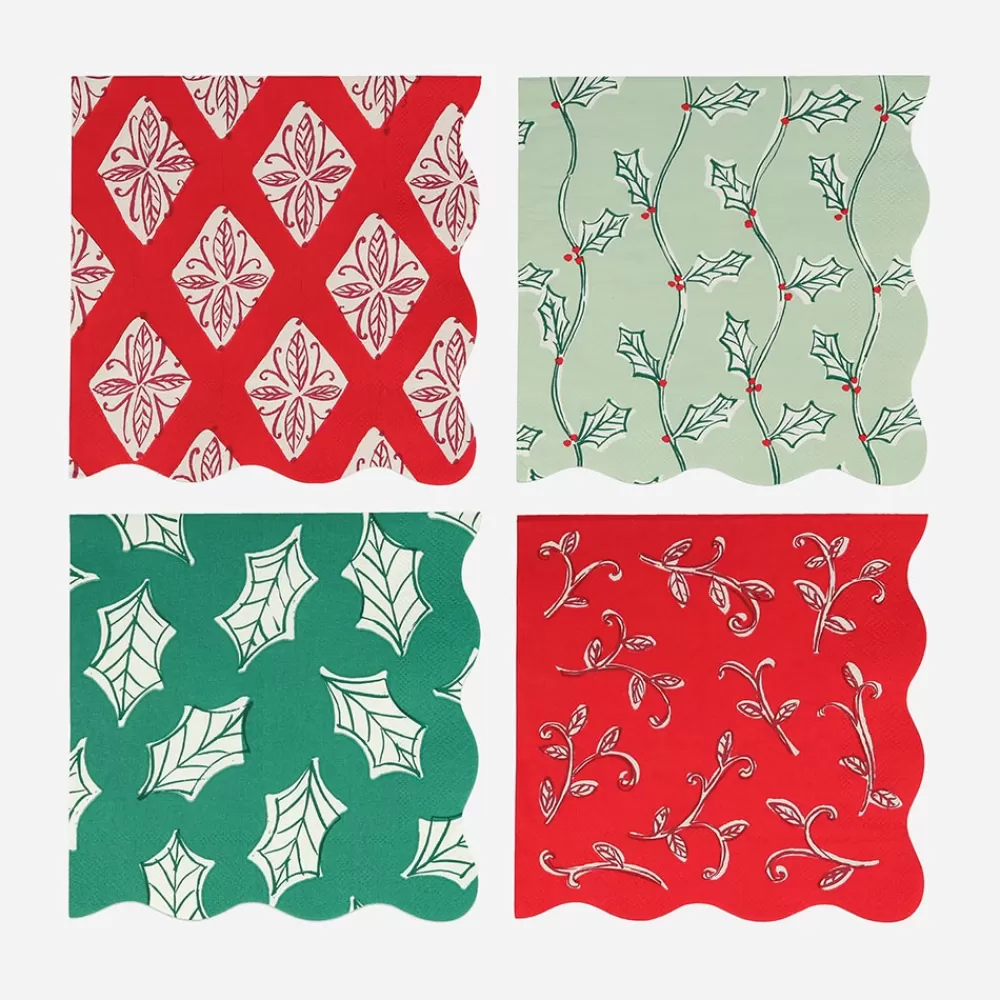 Meri Meri Noel - 16 Serviettes Motifs Block Print