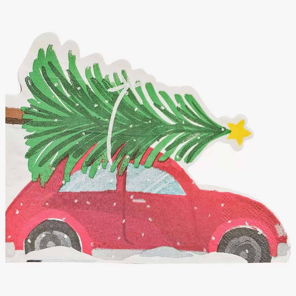 Ginger Ray Noel - 16 Serviettes Voiture De Noel