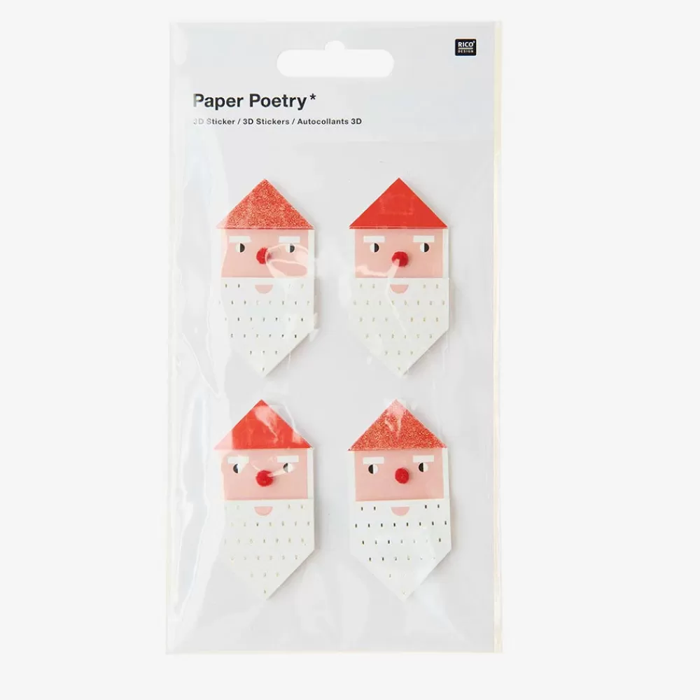 Rico Design Noel - 4 Stickers 3D Pere Noel> Stickers Et Gommettes