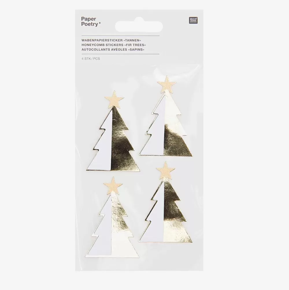 Rico Design Noel - 4 Stickers Alveoles Sapin De Noel> Stickers Et Gommettes