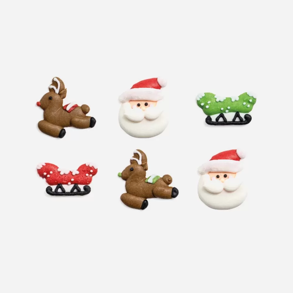 Decora Noel - 6 Toppers En Sucre Traineau Du Pere Noel