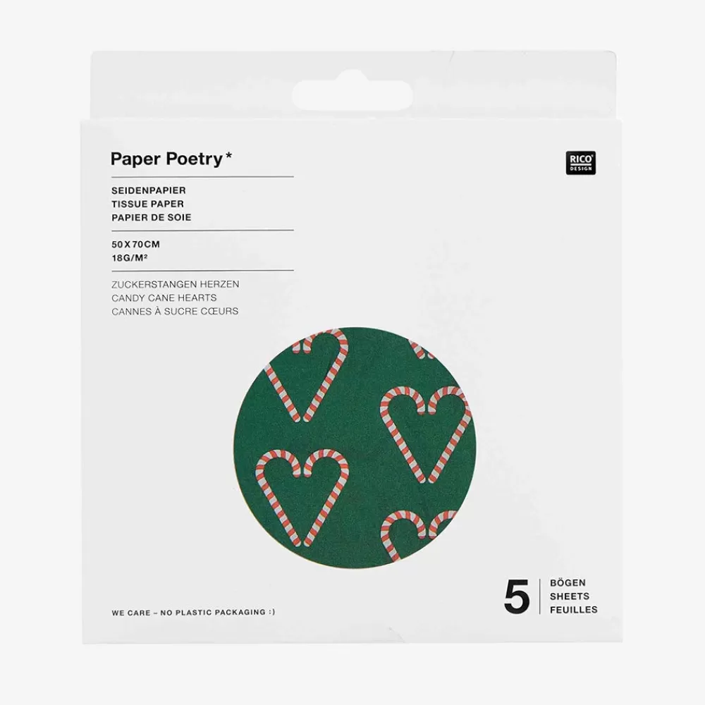 Rico Design Papier De Soie Cannes A Sucre Coeurs> Papier Cadeau