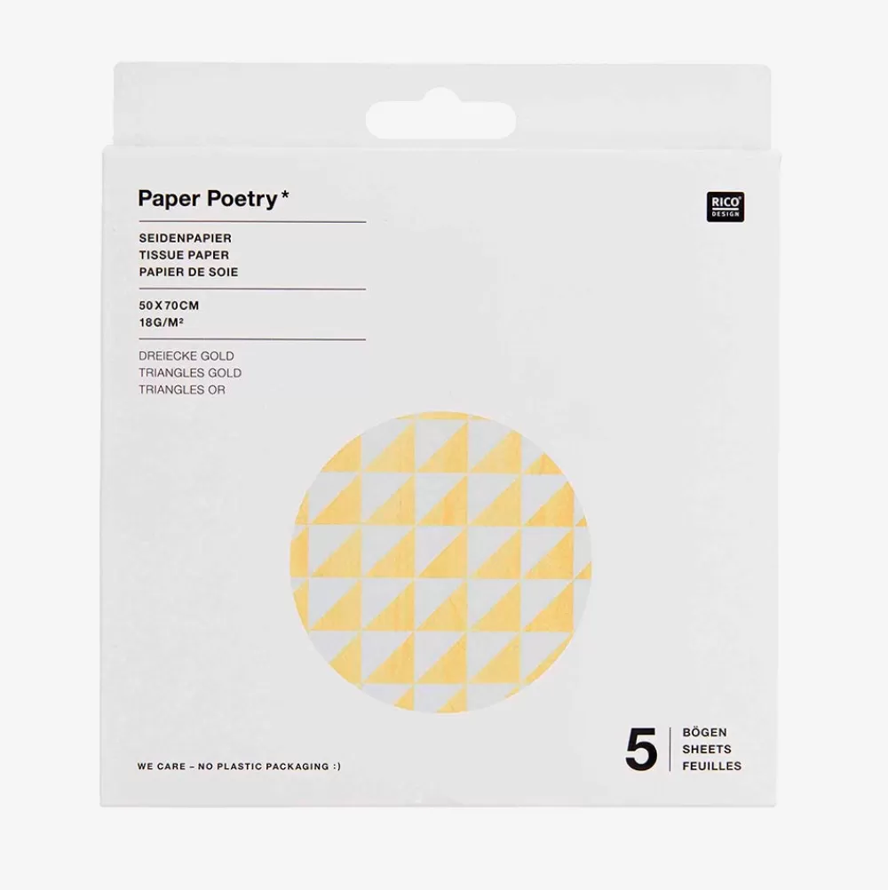 Rico Design Papier De Soie Triangles Blanc Et Or