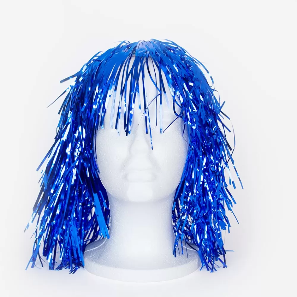 Petit Clown Perruque Mylar Bleue> Chapeaux Pointus