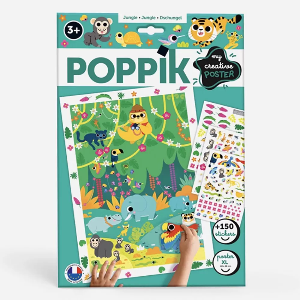 Poppik Poster Creatif + 150 Stickers : Jungle> Stickers Et Gommettes