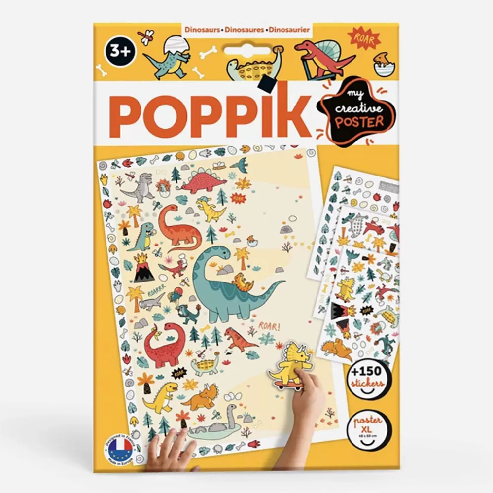 Poppik Poster Creatif + 150 Stickers : Les Dinosaures> Stickers Et Gommettes