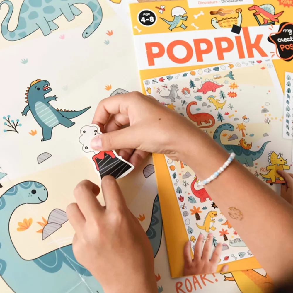 Poppik Poster Creatif + 150 Stickers : Les Dinosaures> Stickers Et Gommettes