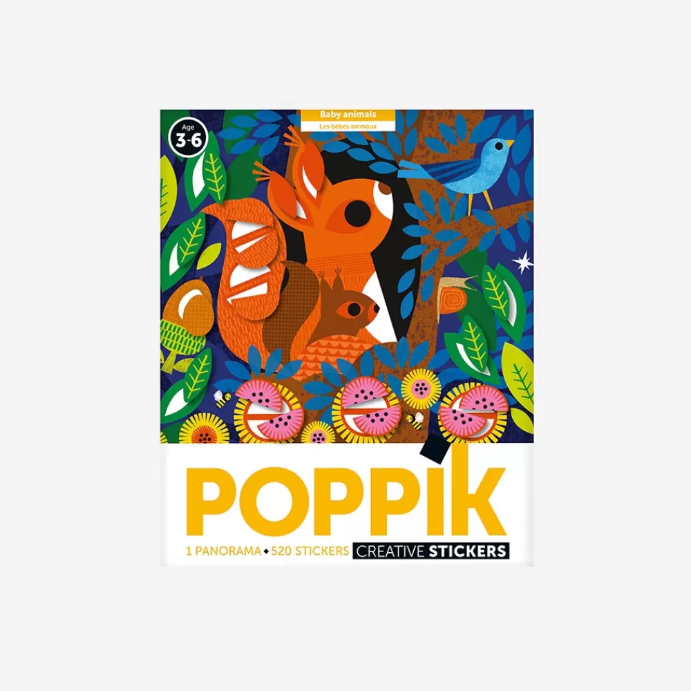 Poppik Poster Creatif + 520 Stickers : Bebes Animaux> Stickers Et Gommettes