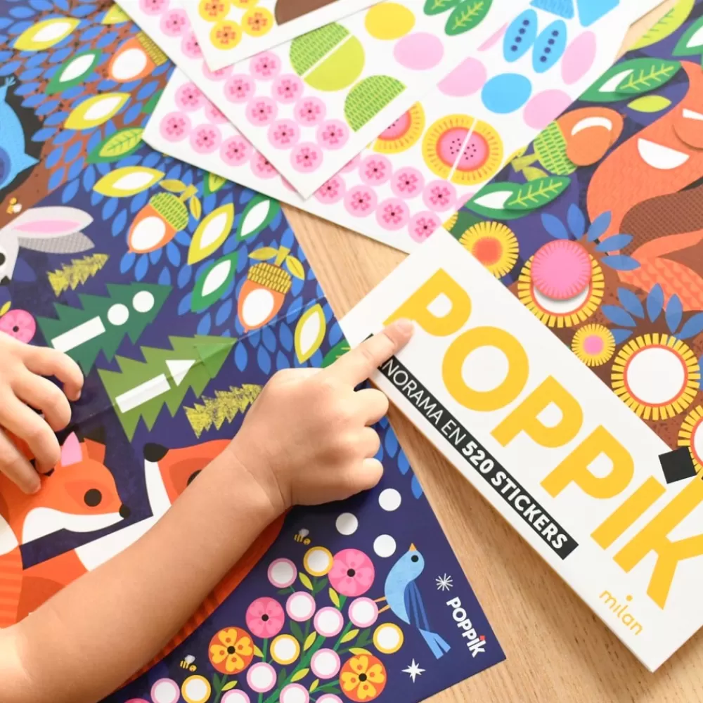 Poppik Poster Creatif + 520 Stickers : Bebes Animaux> Stickers Et Gommettes