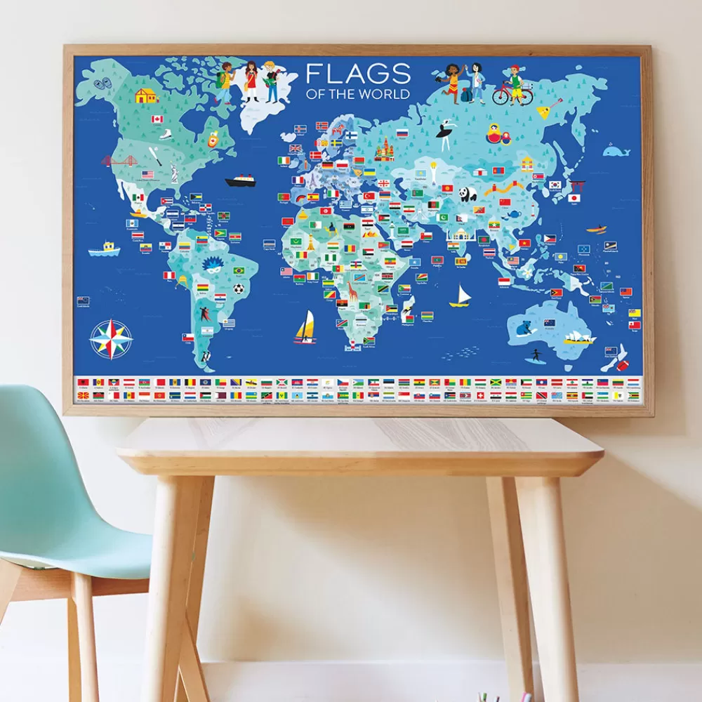 Poppik Poster Educatif + 200 Stickers : Drapeaux Du Monde> Stickers Et Gommettes