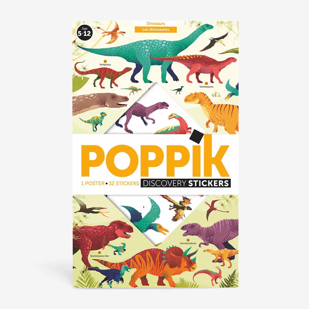 Poppik Poster Educatif + 32 Stickers : Dinosaure> Stickers Et Gommettes