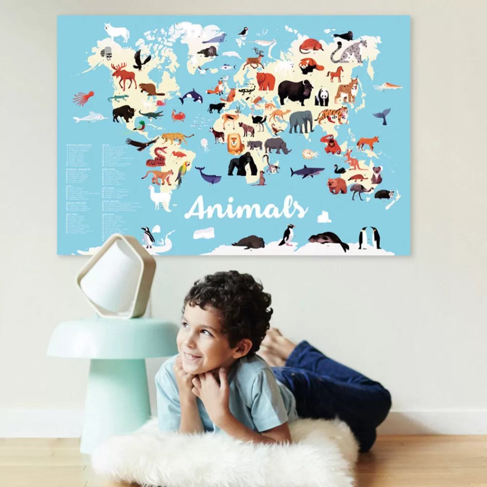 Poppik Poster Educatif + 67 Stickers : Animaux Du Monde> Stickers Et Gommettes