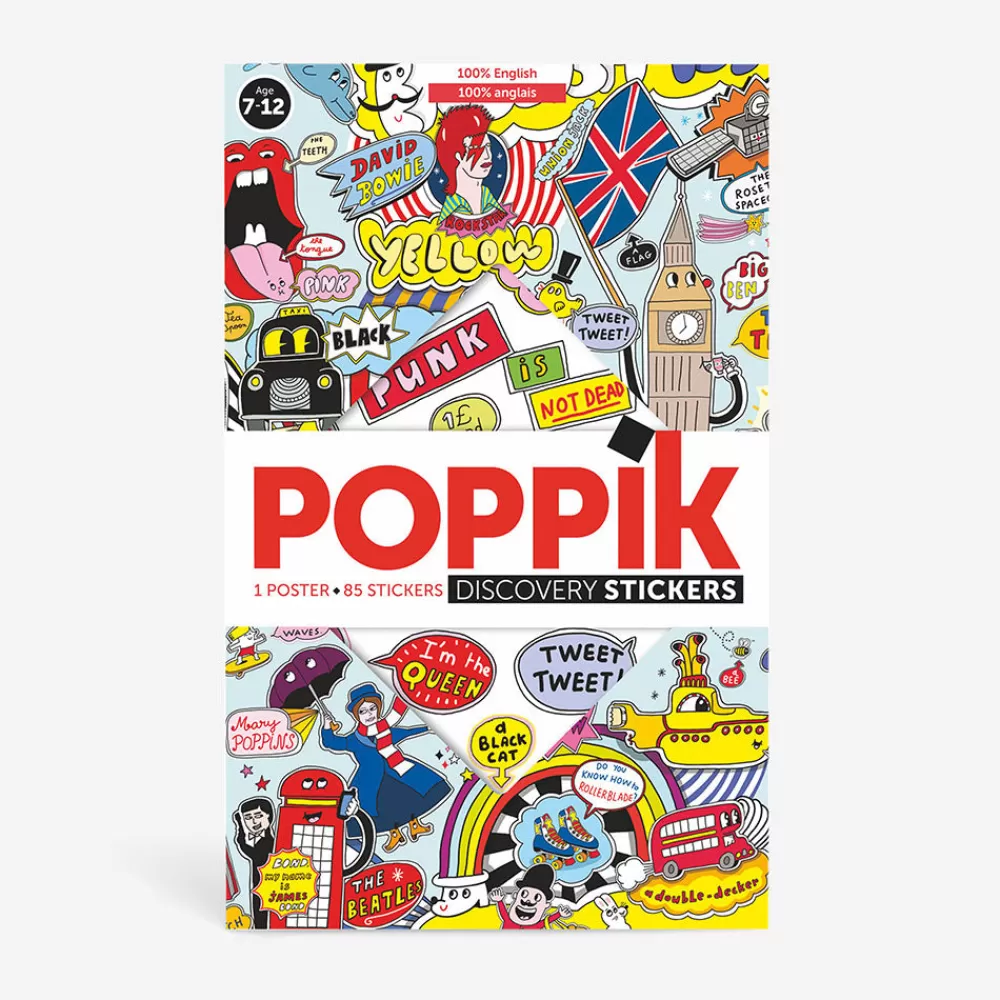 Poppik Poster Educatif + 85 Stickers : 100% English> Stickers Et Gommettes