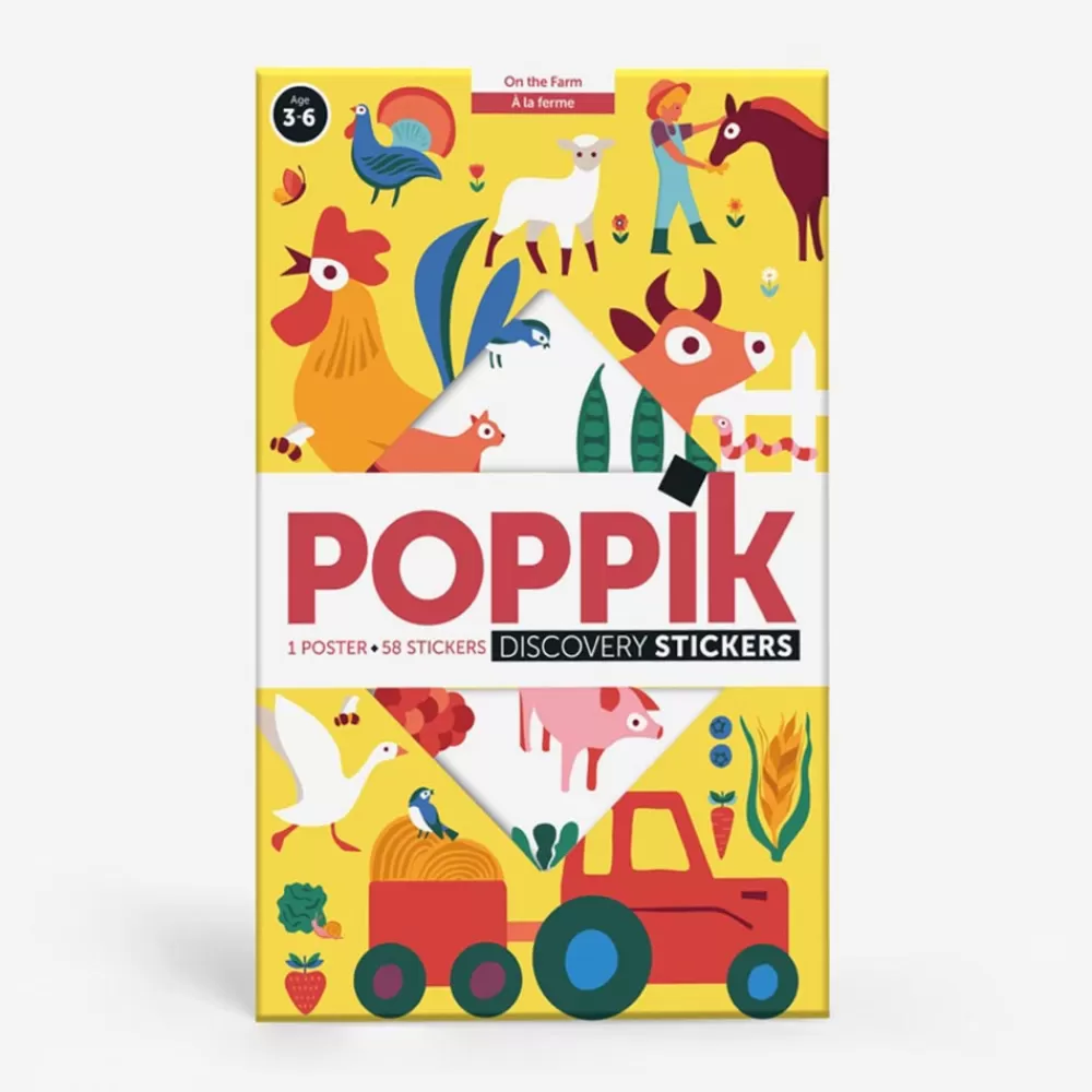 Poppik Poster Pedagogique + 58 Stickers : Animaux De La Ferme> Stickers Et Gommettes