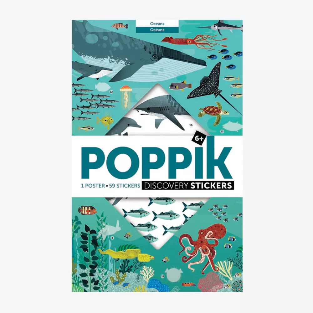 Poppik Poster Pedagogique + 59 Stickers : Oceans> Stickers Et Gommettes