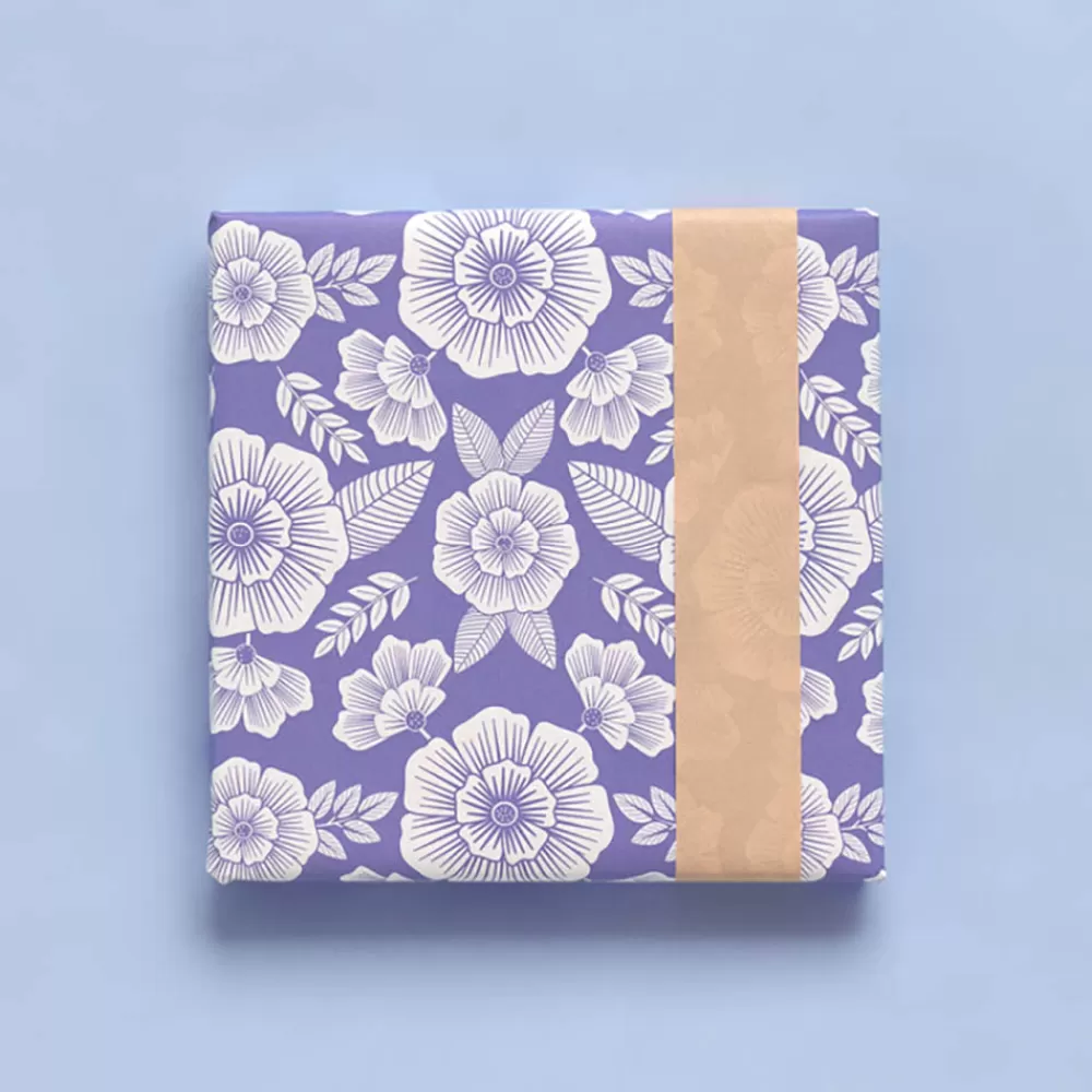 House of Products Rouleau De Papier Cadeau Grosses Fleurs Violettes> Papier Cadeau