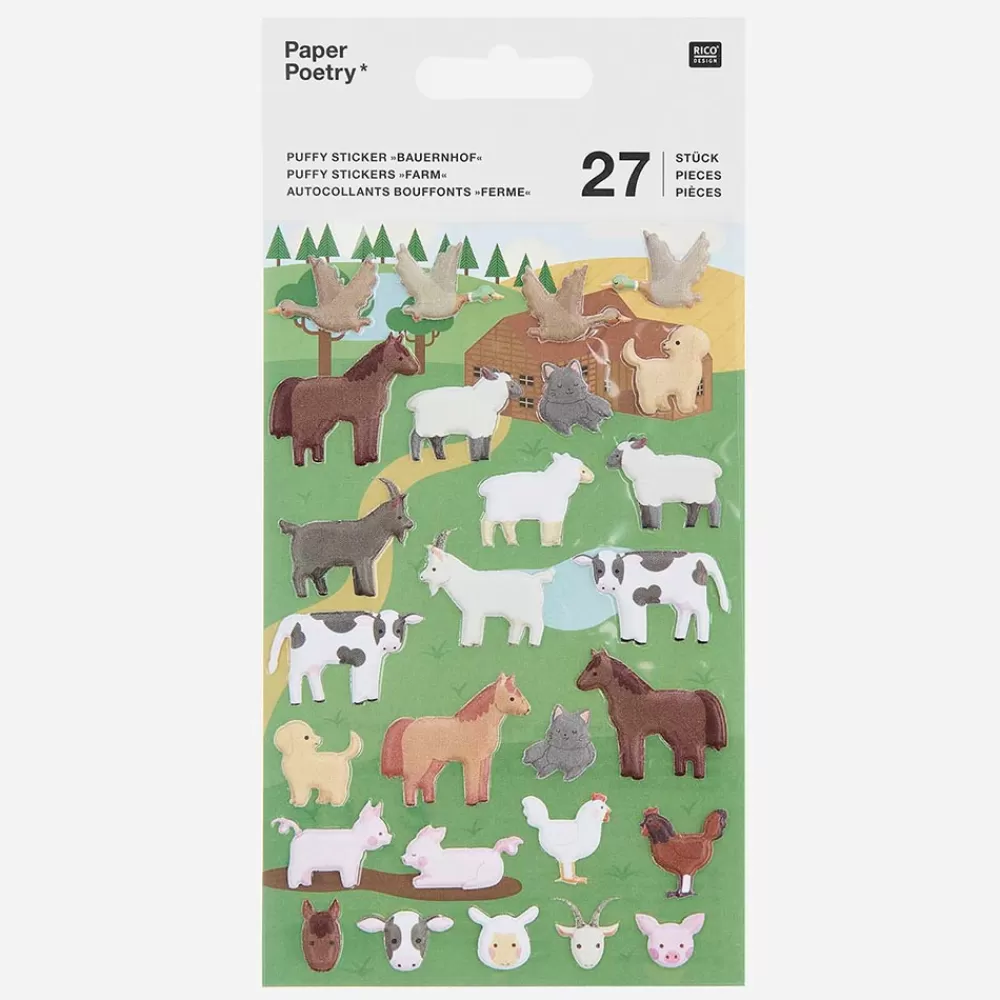 Rico Design Stickers En Relief Animaux De La Ferme> Stickers Et Gommettes